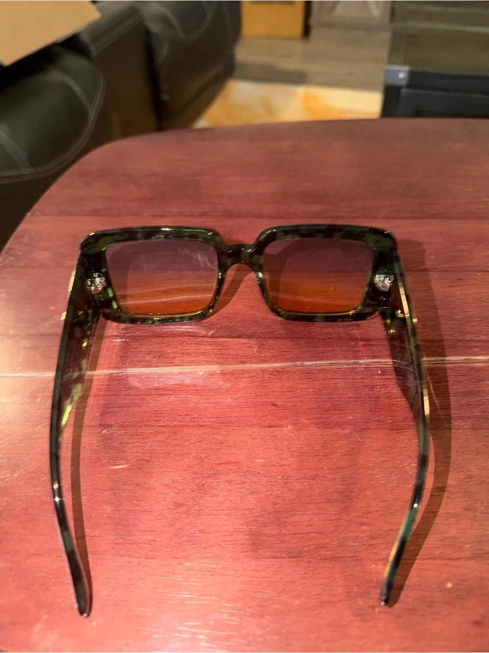 CHANEL Green has a Tortoiseshell Square Sunglasses with Gradient Lenses